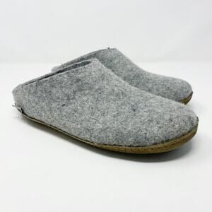 Glerups Gray Wool Slip-On Slippers with Leather Sole Women's Size EU 42 VGUC
